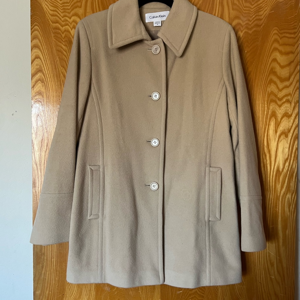 Calvin Klein Women's Camel Hair Single Breasted Pea Coat